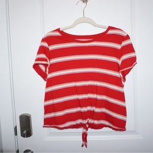 Crop tie-front tee